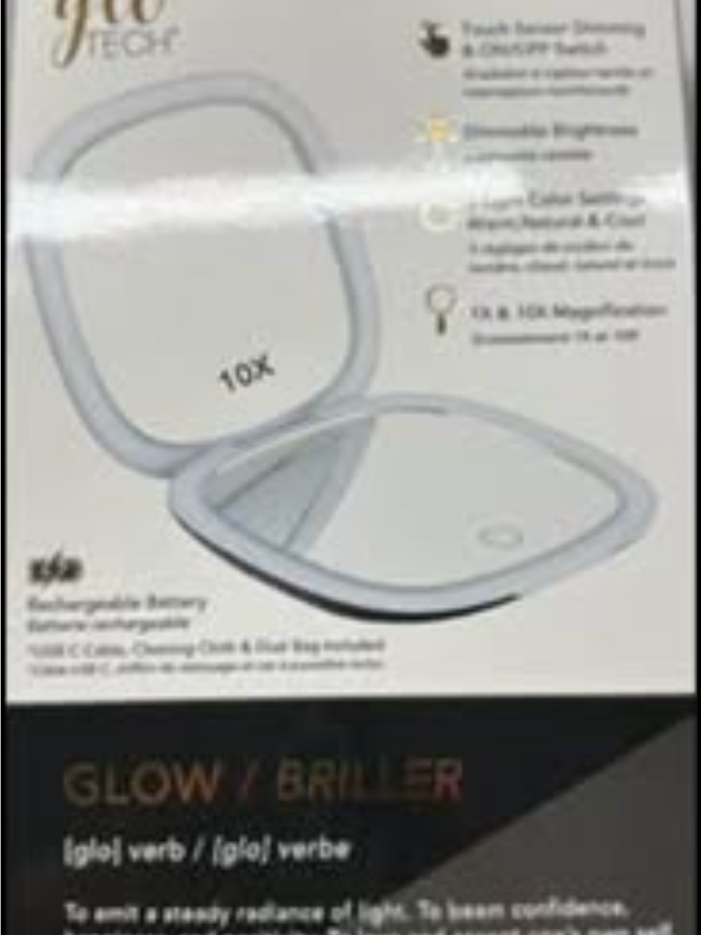 Rechargeable LED Compact Mirror in White